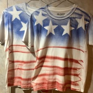 Set of 2  new youth patriotic handmade designed tee shirts